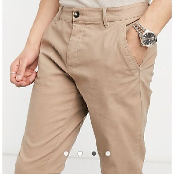 Asos Design Mens Work Wear skinny chino Fit in stone, W34, L32 PANTS - Picture 4 of 11